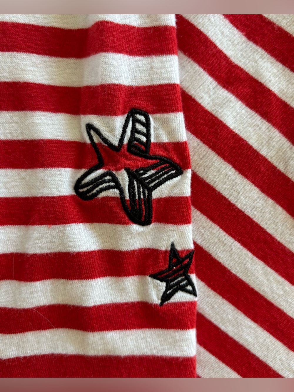 H&M Red White Stripe Saturday Parisian Chic French Girl Nautical Long Sleeve Tee - Picture 7 of 12